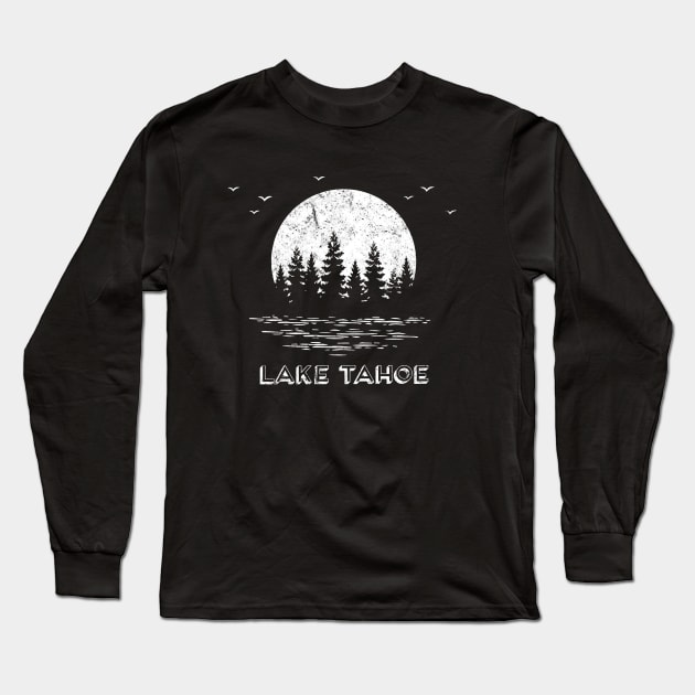 Lake Tahoe Trees Family Vacation Outdoor Nature Long Sleeve T-Shirt by Pine Hill Goods